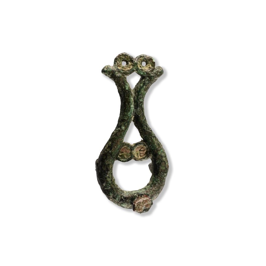 Iron Age Celtic Enamelled Bronze Lyre-Shaped Mount