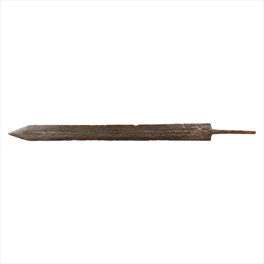 Roman Pattern-Welded Iron Spatha with Inlaid Military Figure