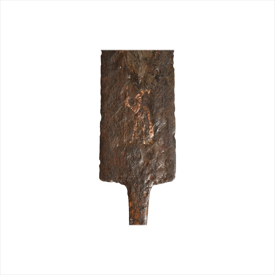 Roman Pattern-Welded Iron Spatha with Inlaid Military Figure