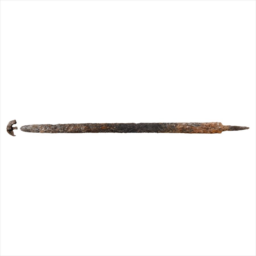 Roman Iron Spatha with Remains of Scabbard and Chape