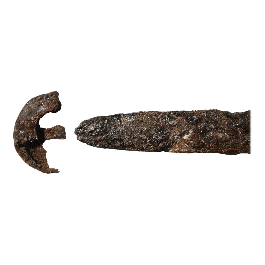 Roman Iron Spatha with Remains of Scabbard and Chape