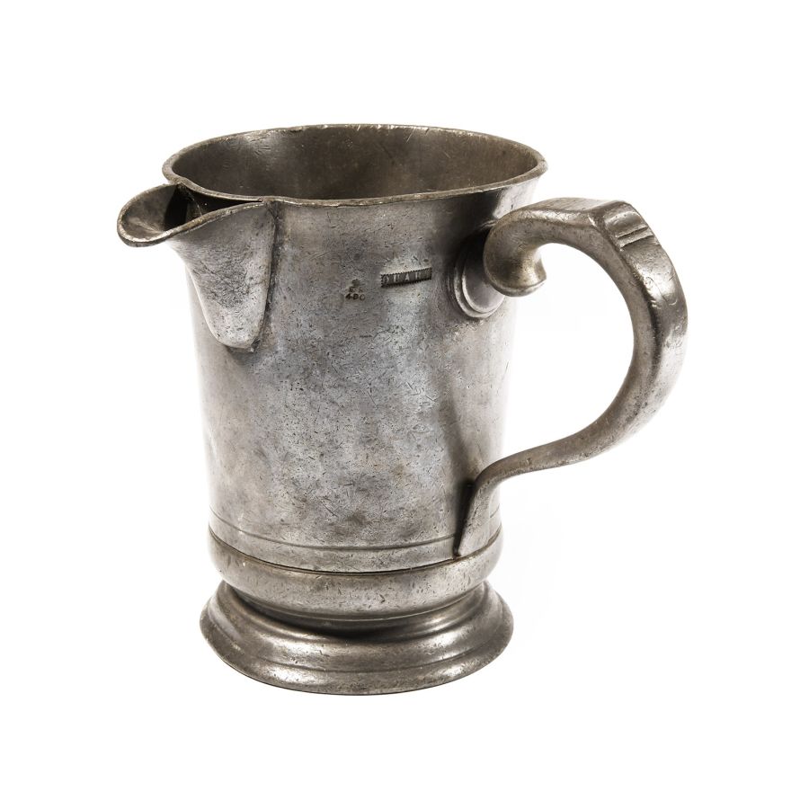 Georgian 'Coach & Horses, Plaistow' Pewter Quart Jug