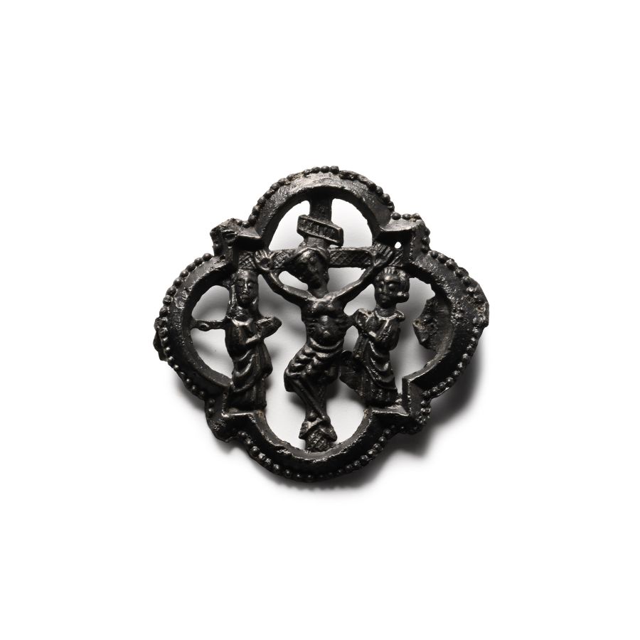 Published Medieval 'Thames' Pewter Rood Group Pilgrim's Badge with Crucifixion Scene