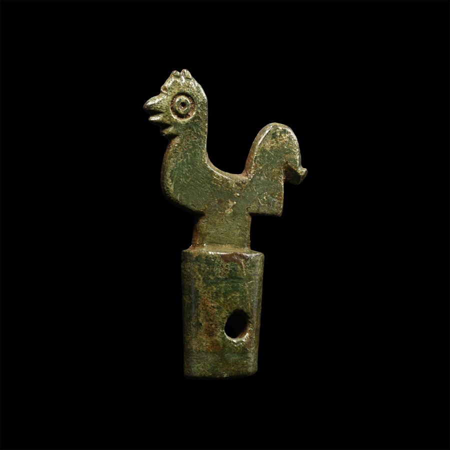 Medieval Bronze Wine Barrel Tap Handle with Cockerel