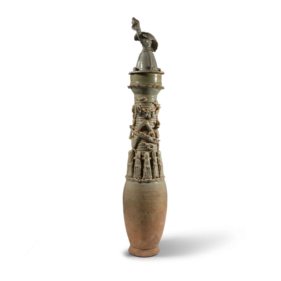 Large Chinese Song Glazed Granary Jar with Dragon