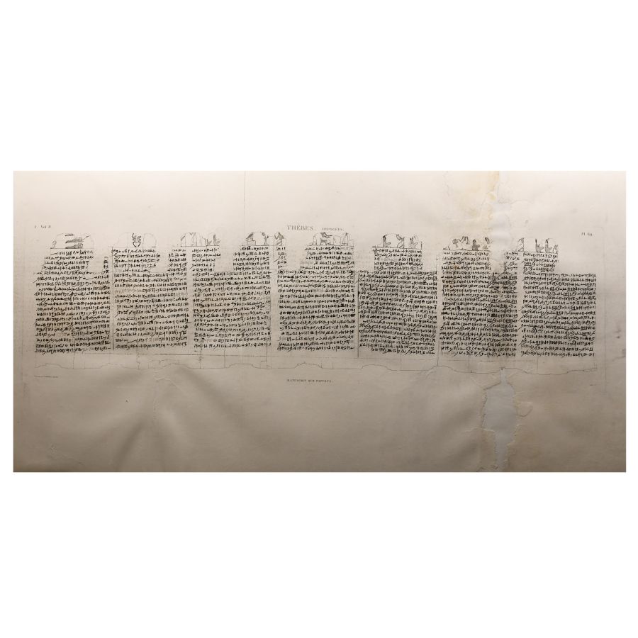 Large Egyptian Expedition Lithograph Print of Hieroglyphs