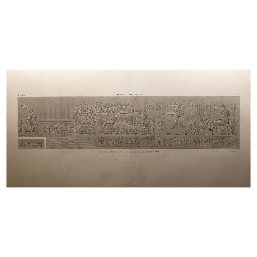 Large Egyptian Expedition Lithograph Print of Thebes