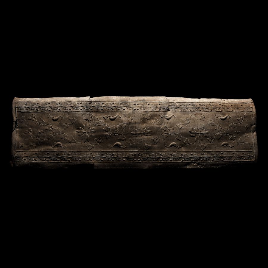 Roman Lead Coffin Lid with Ivy and Floral Motifs