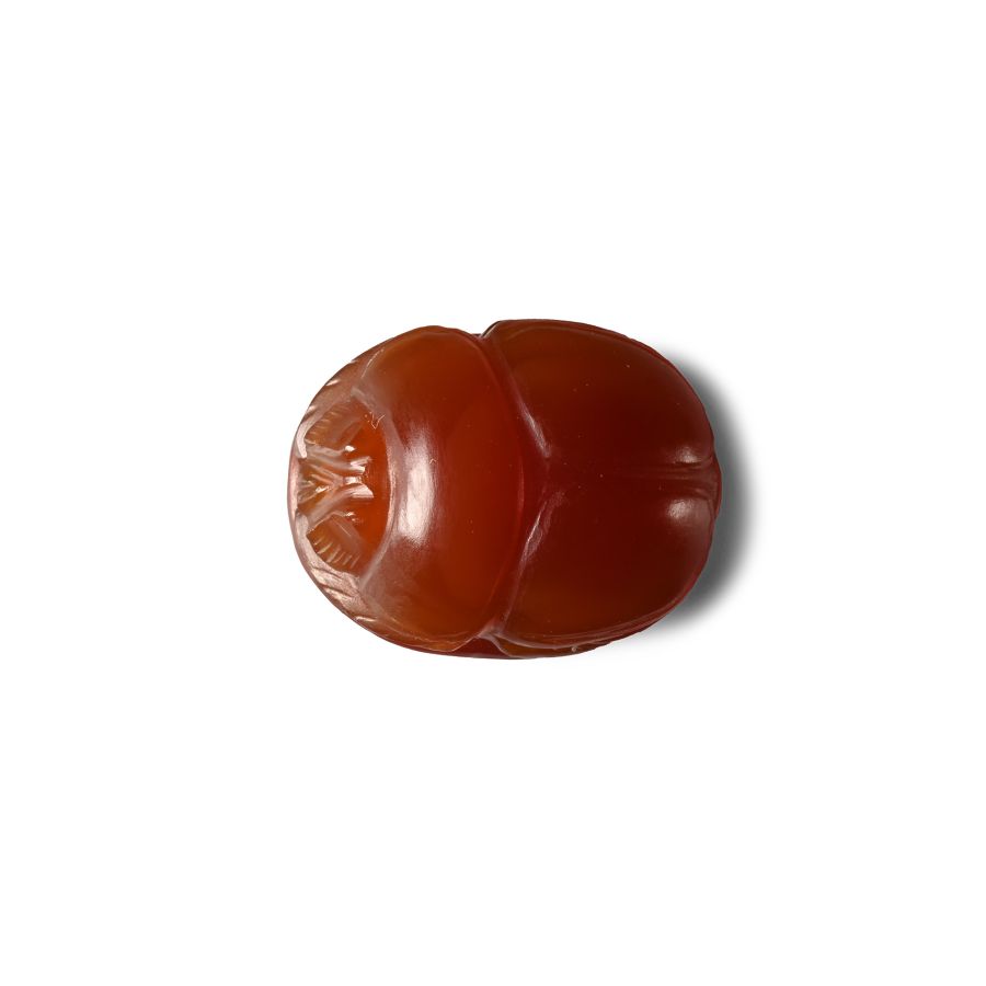 Egyptian Carnelian Scarab with Symbols Representing the Royal Title 'King of Upper and Lower Egypt'