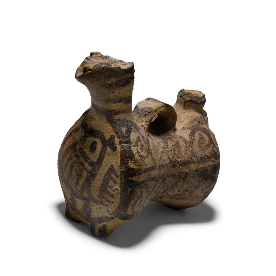 Western Asiatic Painted Ceramic Zoomorphic Ewer