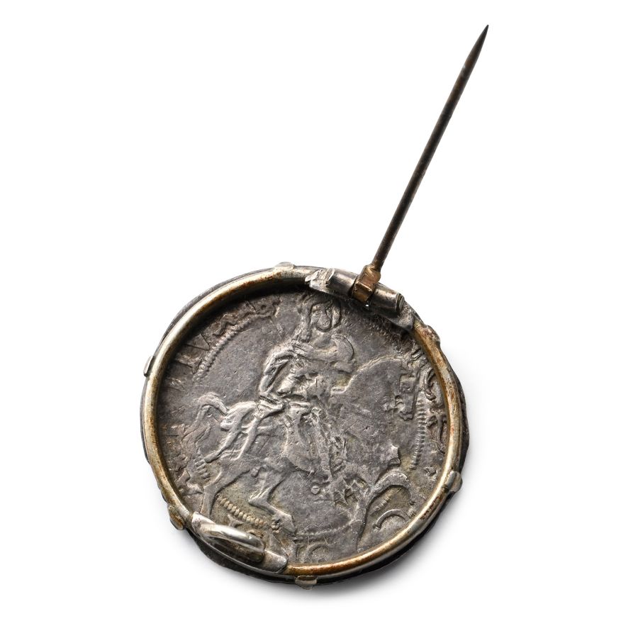 Italy. Marquisate of Saluzzo, Ludovico II Silver Issue in Later Silver Brooch.