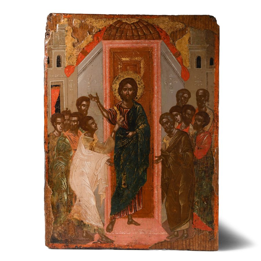 Cretan Wooden Incredulity of St Thomas Icon