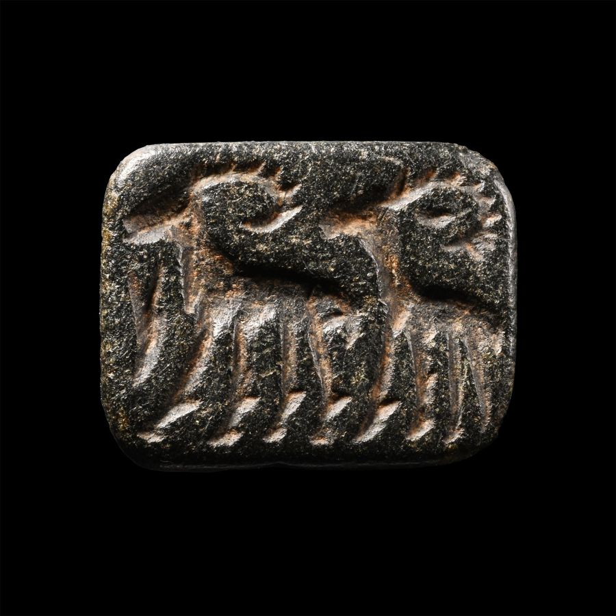 Western Asiatic Stone Stamp Seal with Goats