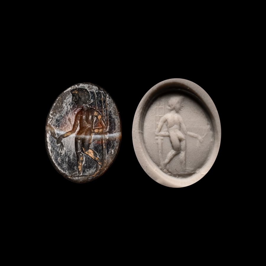 Roman Banded Agate Gemstone with Apollo