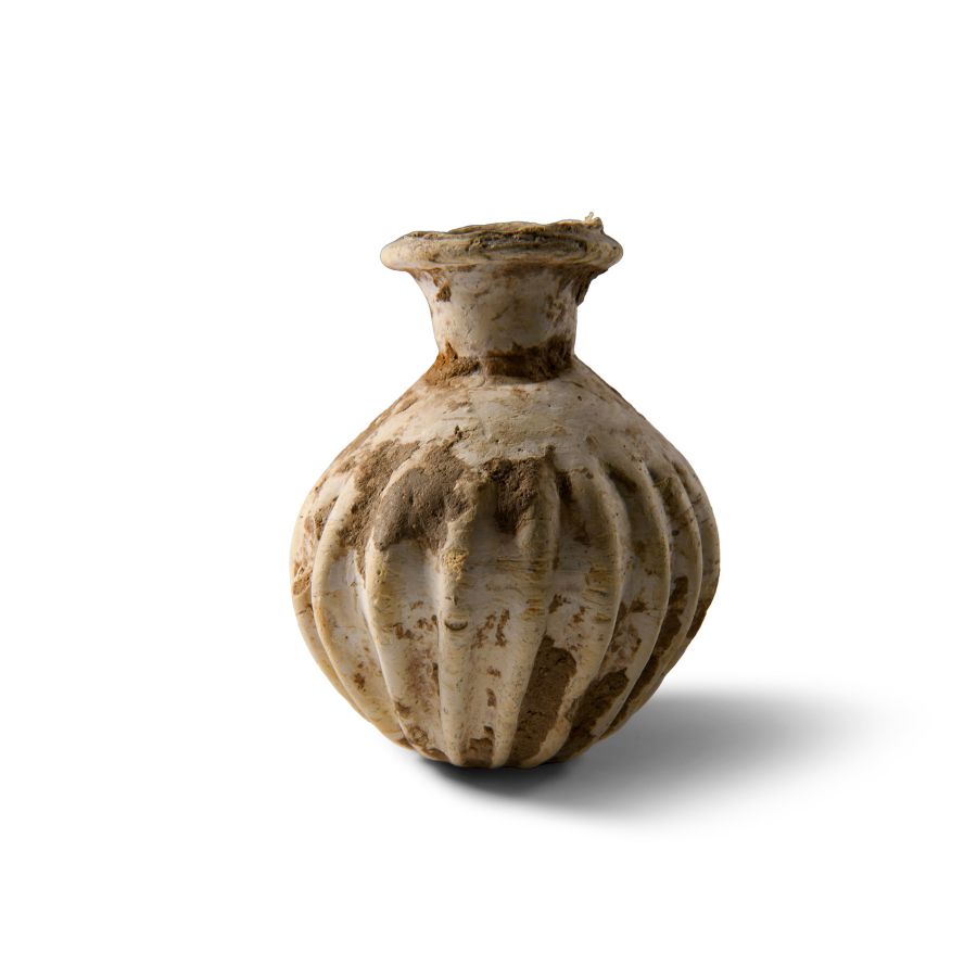 Greek Cream Frit Ribbed Bottle