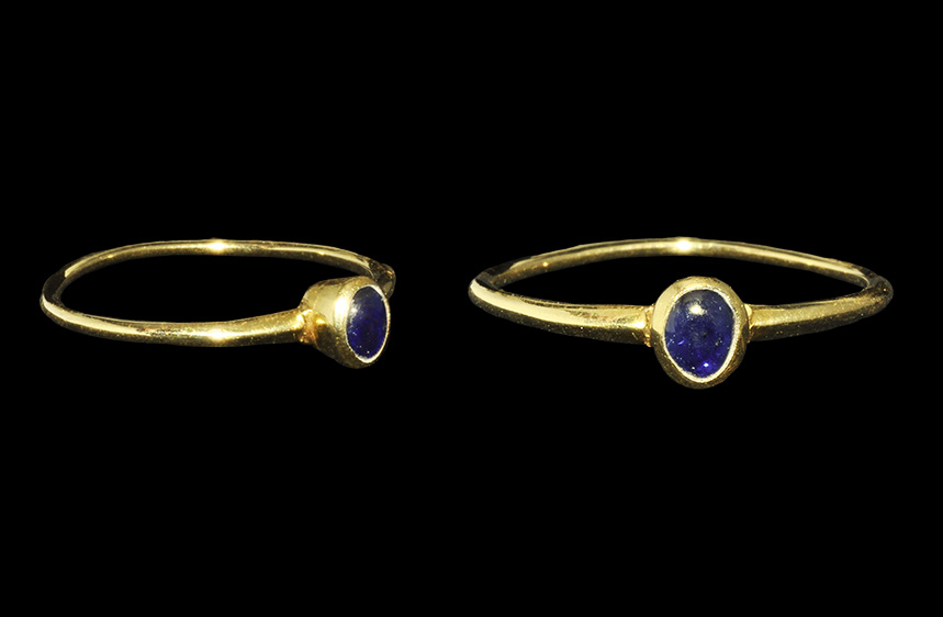 Medieval Gold Bishop's Finger Ring with Cabochon Sapphire