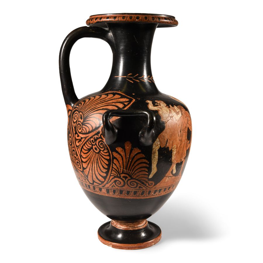 Greek Red-Figure Hydria with Combat Scene Between Amazons and Greek or Trojan Heroes