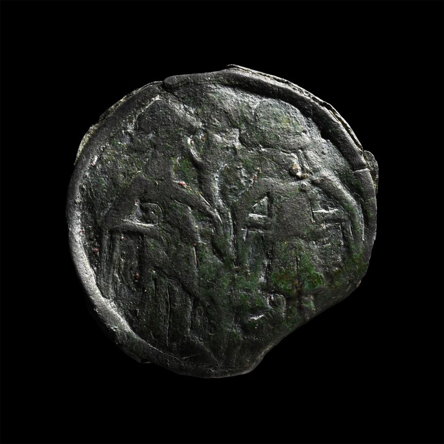 Medieval Bronze Roundel with Figures