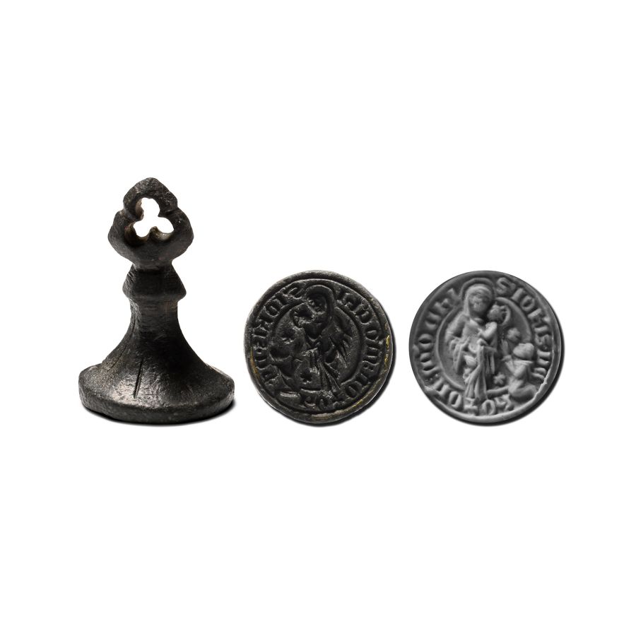 Medieval Bronze Round Seal Matrix for John Monk of Hoxne