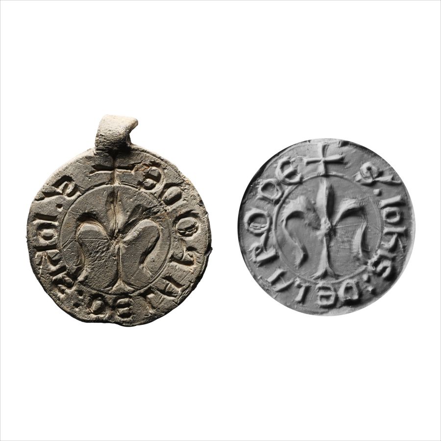 Large Medieval Round Lead Seal Matrix for John de la Rhodes