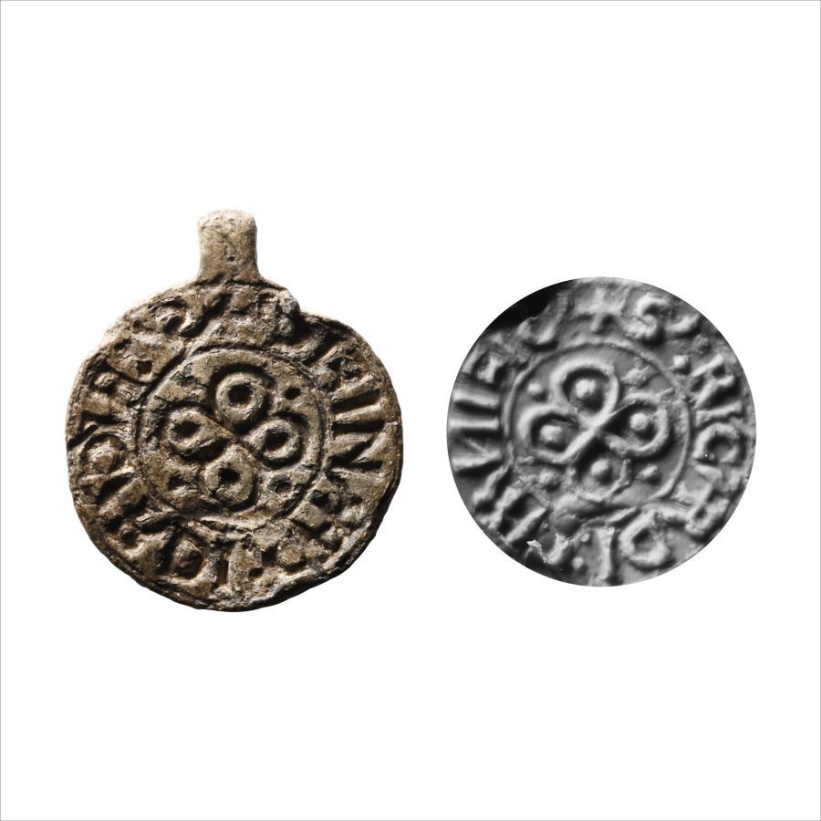 Large Medieval Round Lead Seal Matrix of Richard