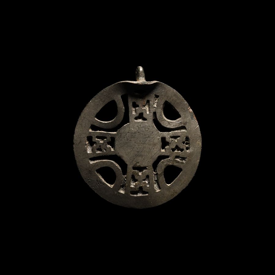Anglo-Saxon Tinned Bronze Openwork Horse Harness Mount