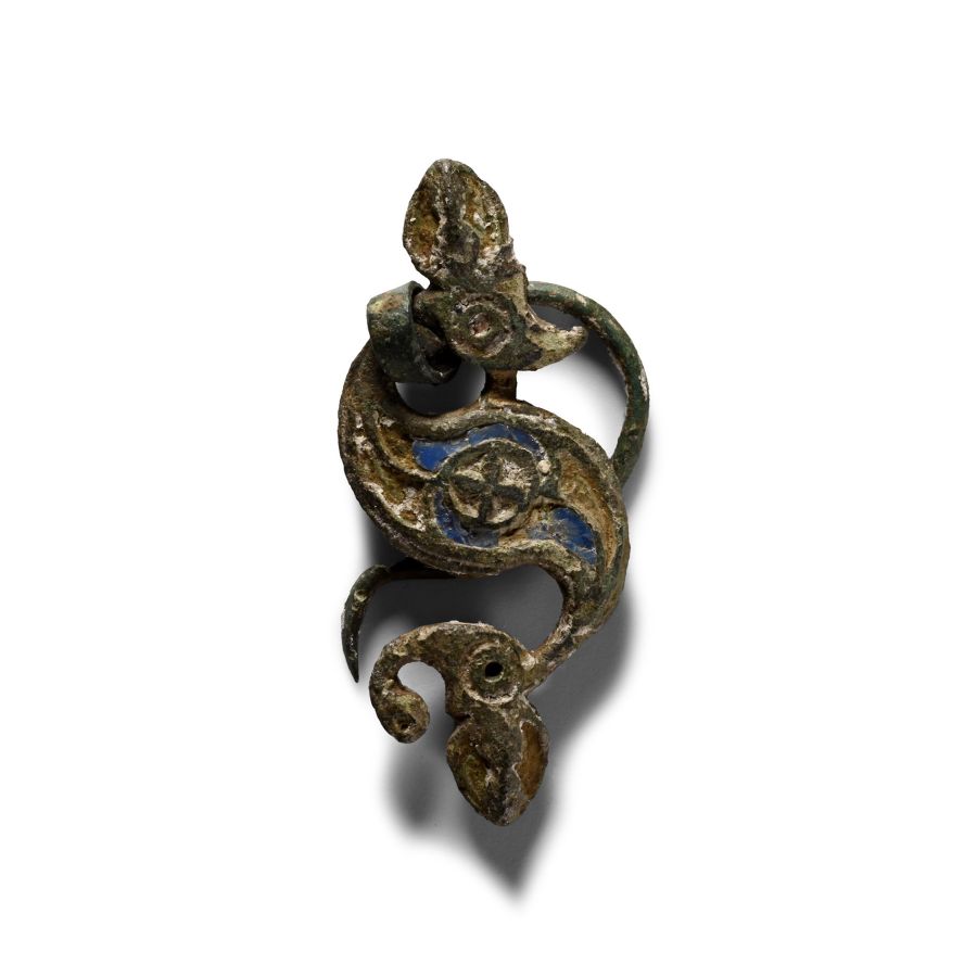 Iron Age British Celtic Enamelled Bronze Dragonesque Brooch