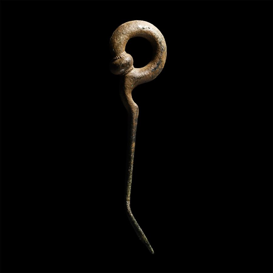 Iron Age British Celtic Bronze Decorated Ring-Headed Pin