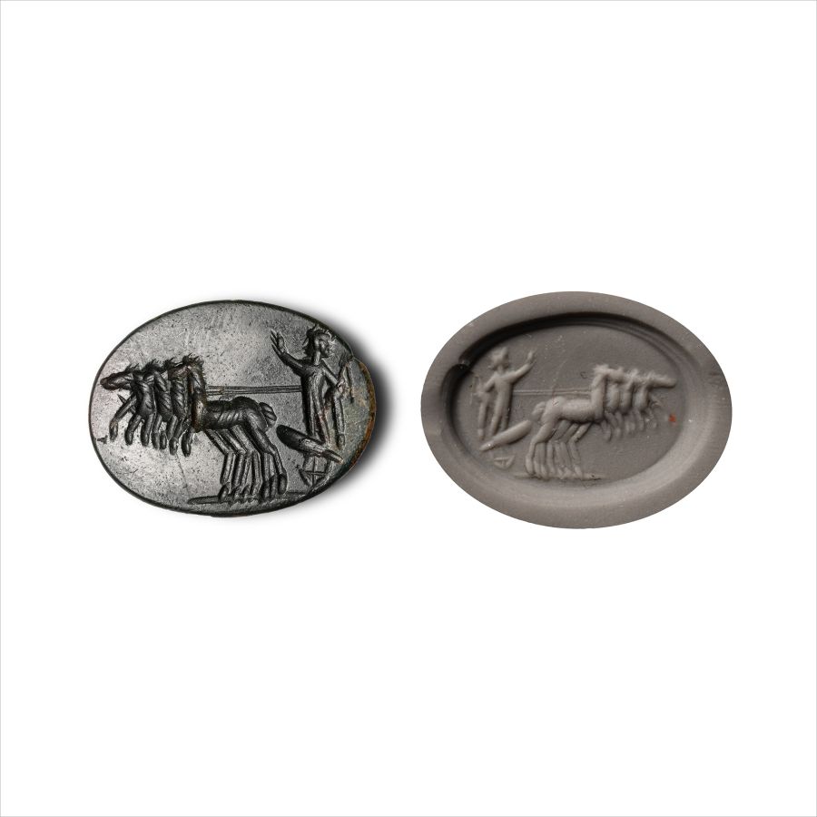 Romano-British Gemstone with Helios Driving Quadriga