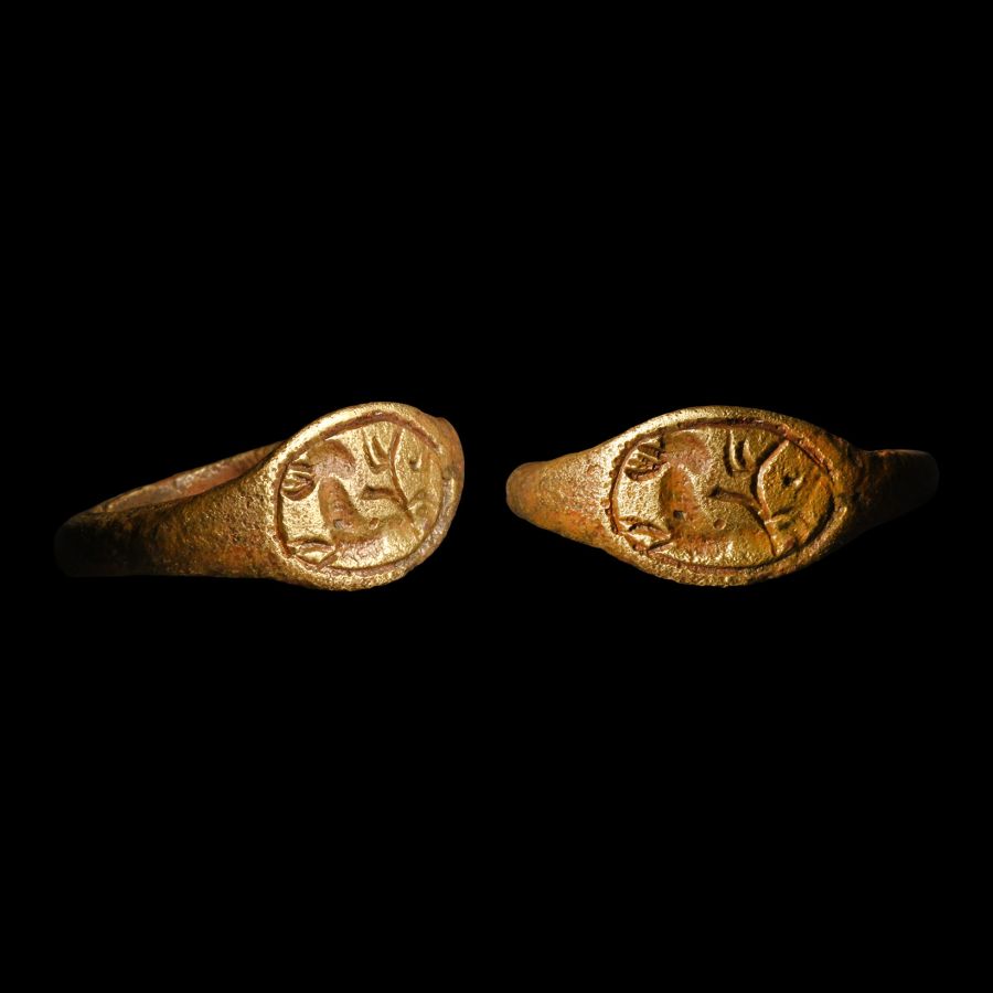 Hellenistic Bronze Ring with Stag