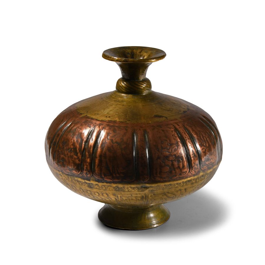 Indian Decorated Gilt Copper Vase