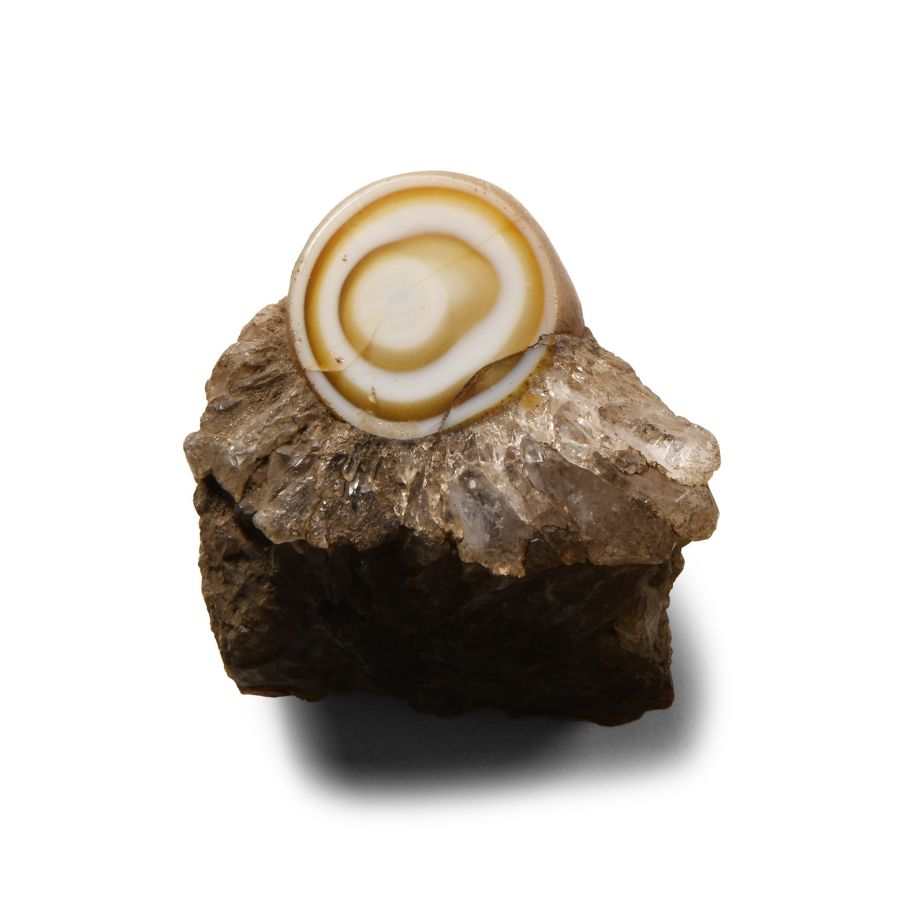 Natural History - Historic Onyx Mineral Specimen with Polished 'Eye'