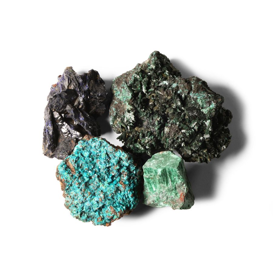 Natural History - Historic Malachite and Azurite Mineral Formation Collection