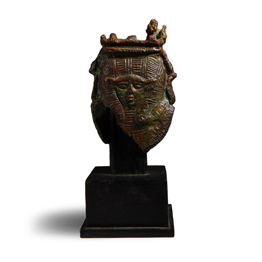 Egyptian Bronze Sistrum Handle Finial