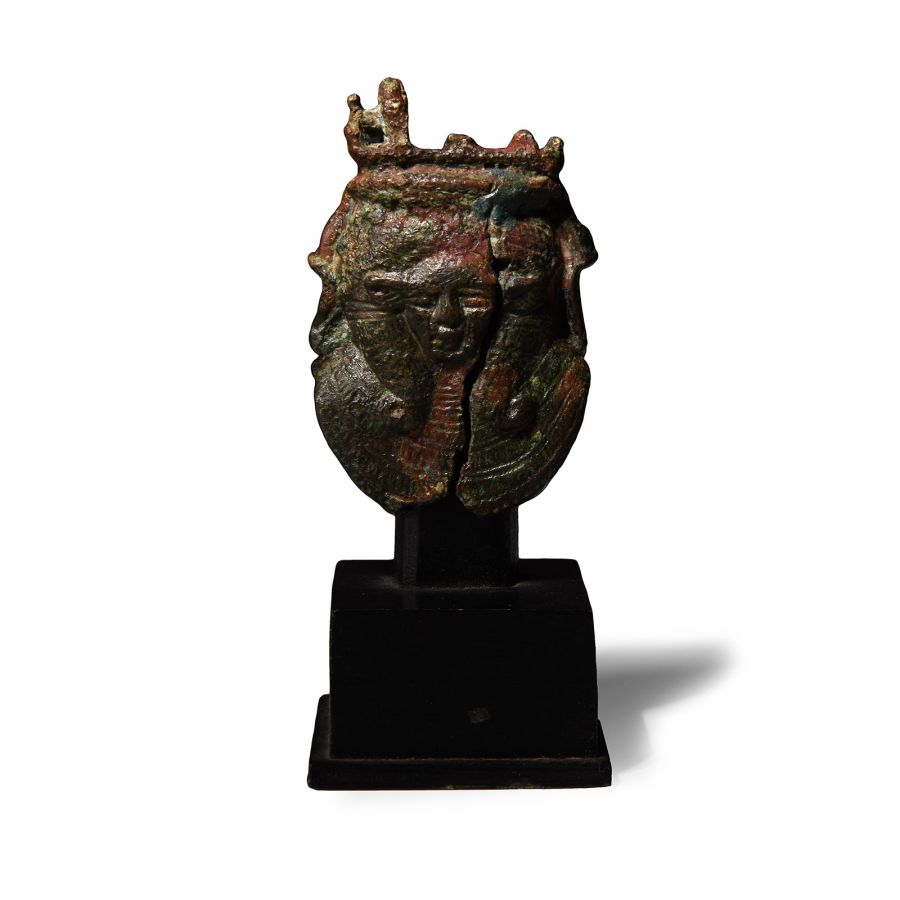 Egyptian Bronze Sistrum Handle Finial