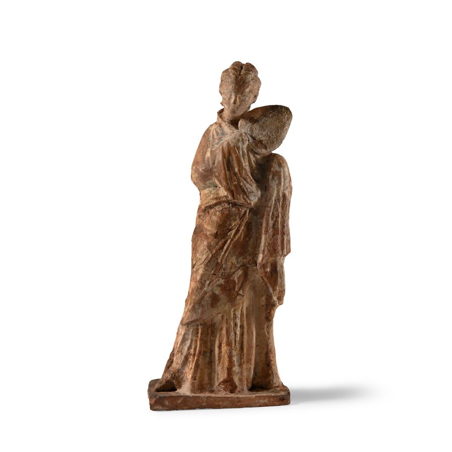 Greek Tanagra Female Figure with Fan