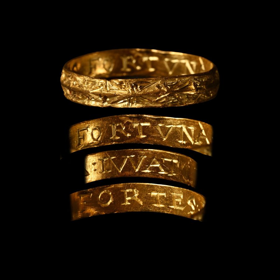 'The Wingham' Gold 'Fortune Favours the Brave' Posy Ring