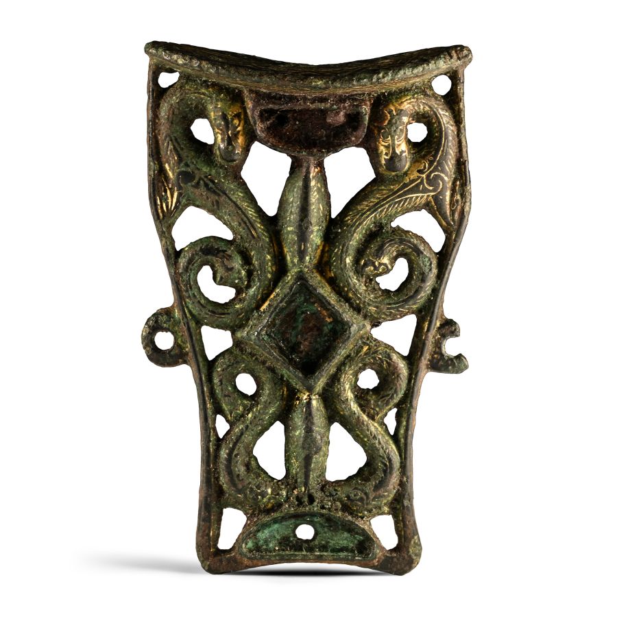 'The Bassetlaw' Hiberno-Saxon Gilt Bronze Mount with Dragons