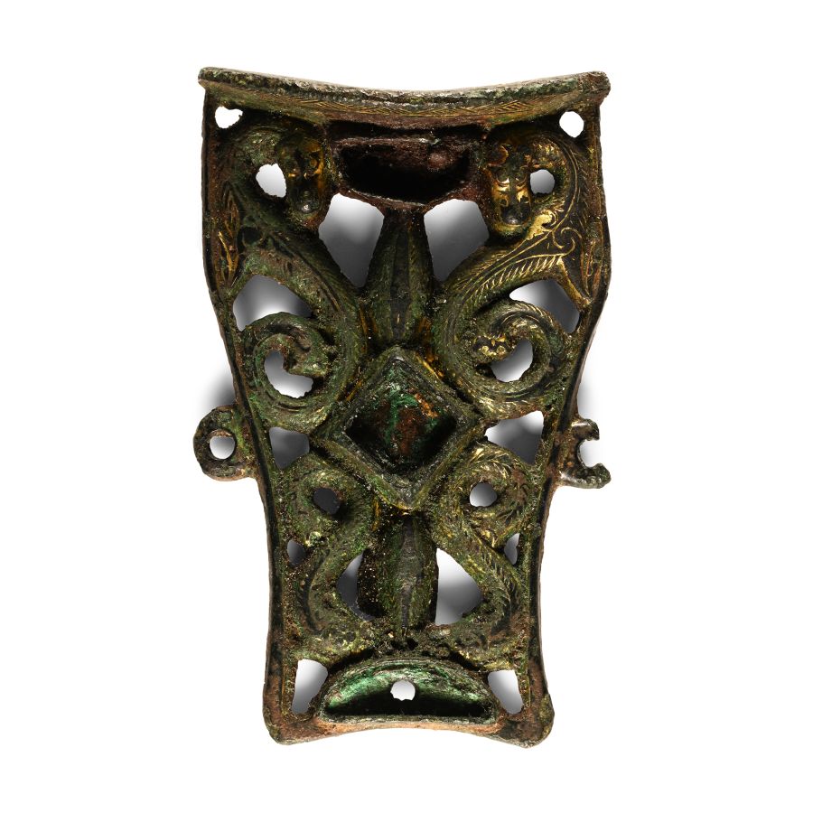 'The Bassetlaw' Hiberno-Saxon Gilt Bronze Mount with Dragons