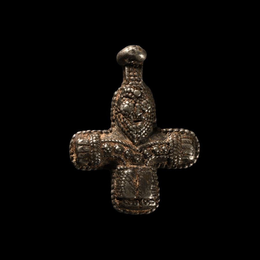 Viking White Metal Filigree Crucifix Pendant