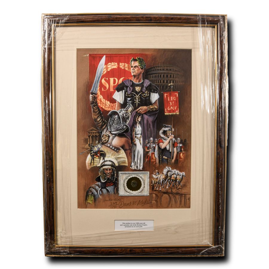 Bronze Roman Coin and Limited Edition Framed Print