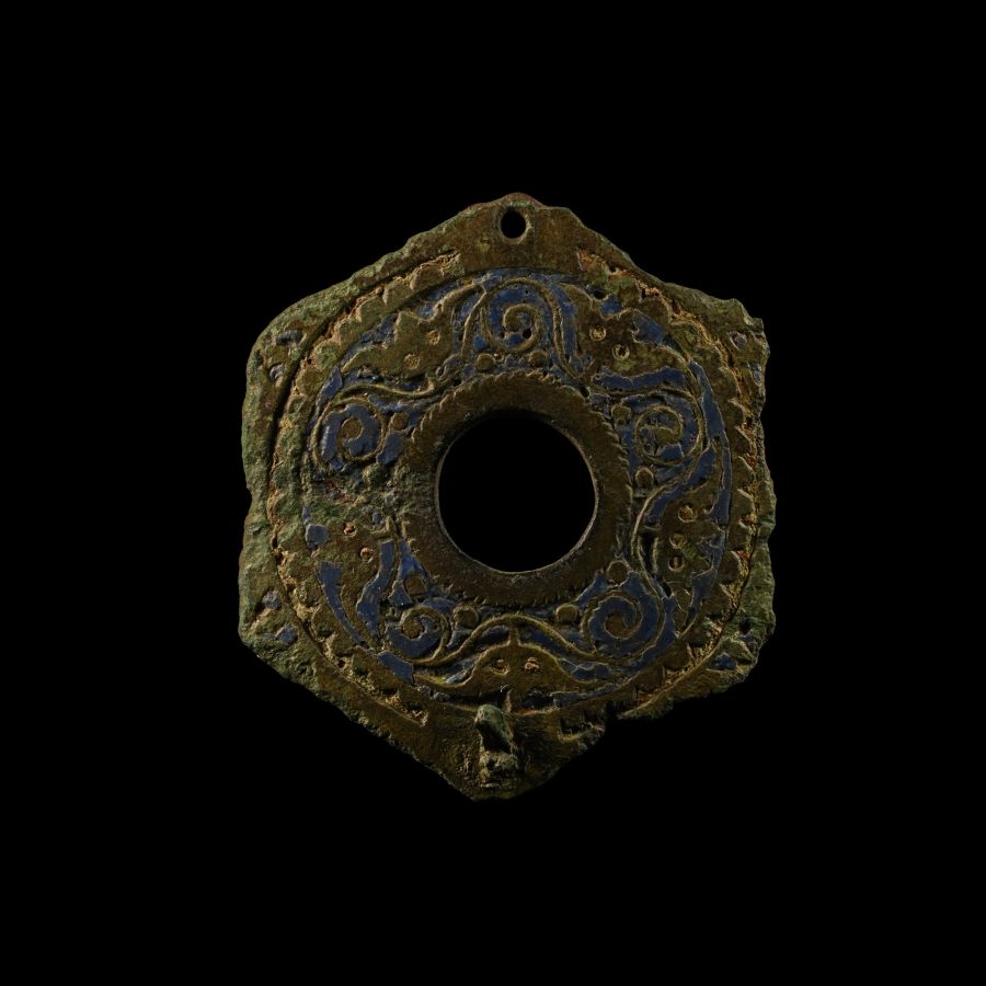 Romano-British Enamelled Bronze Lid of a Pyxis