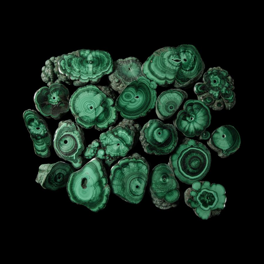 Natural History - Polished Green Malachite Section Group [20]