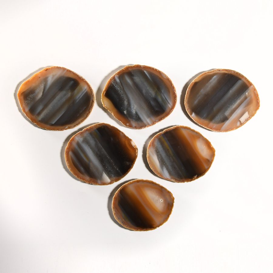 Natural History - Cut and Polished Agate Crystal Geode Coaster Group [6]