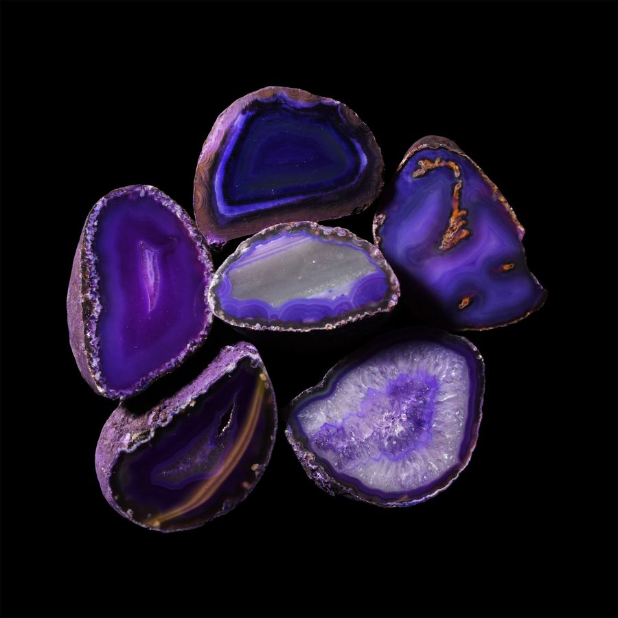 Natural History - Purple Agate Cut and Polished Geode Half Group [6]