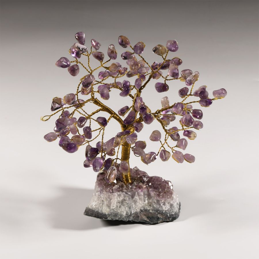 Natural History - Amethyst Gem Tree on Amethyst Crystal Geode Section