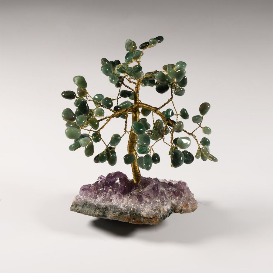 Natural History - Aventurine Gem Tree on Amethyst Crystal Geode Section