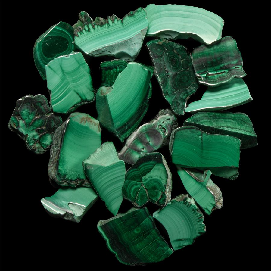Natural History - Cut and Polished Malachite Specimen Group [20]