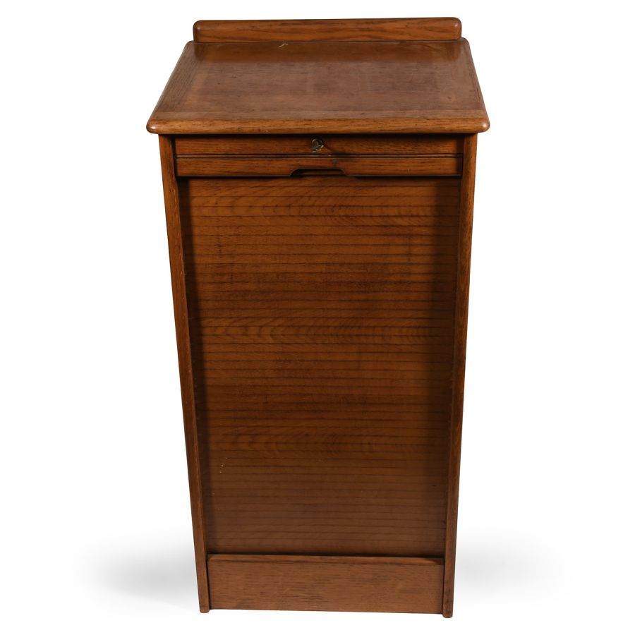 Oak Collector's Cabinet with Roll Front