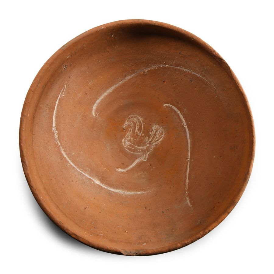 Large Byzantine Sgraffito Terracotta Bowl with Bird